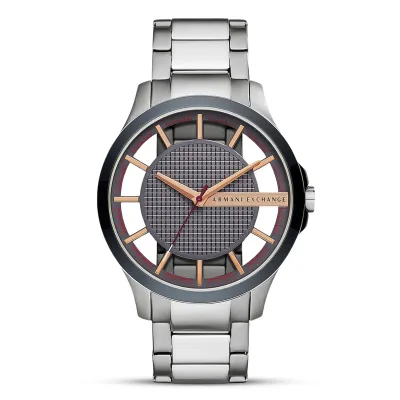 Armani Exchange Hampton Grey Dial Silver Steel Strap Watch